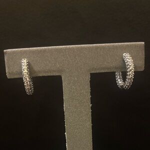 New* 925 Sterling Silver Hoop Earrings with Rhinestones